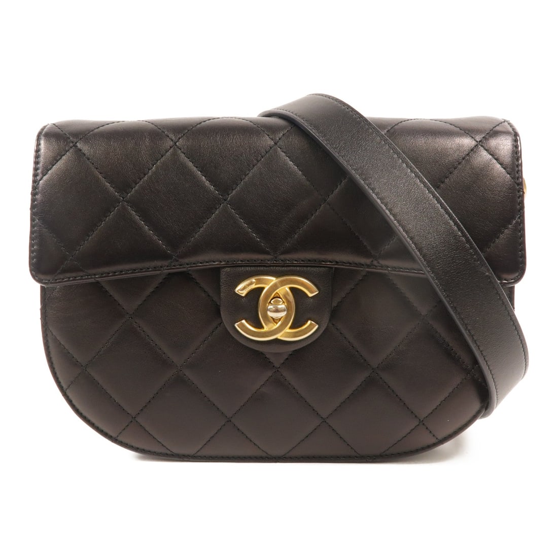 Chanel Chain Shoulder Bag Black: Authentic and authenticated Chanel chain shoulder bag in black calfskin. Model AS2485. Approx. 22.5W x 16H x 6.5D cm with 105-115 cm strap. Includes storage bags, hologram sticker, and guarantee.