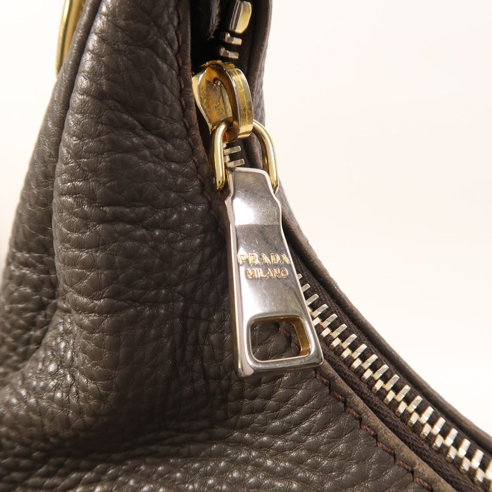 Prada Gray Leather Shoulder Bag - 15