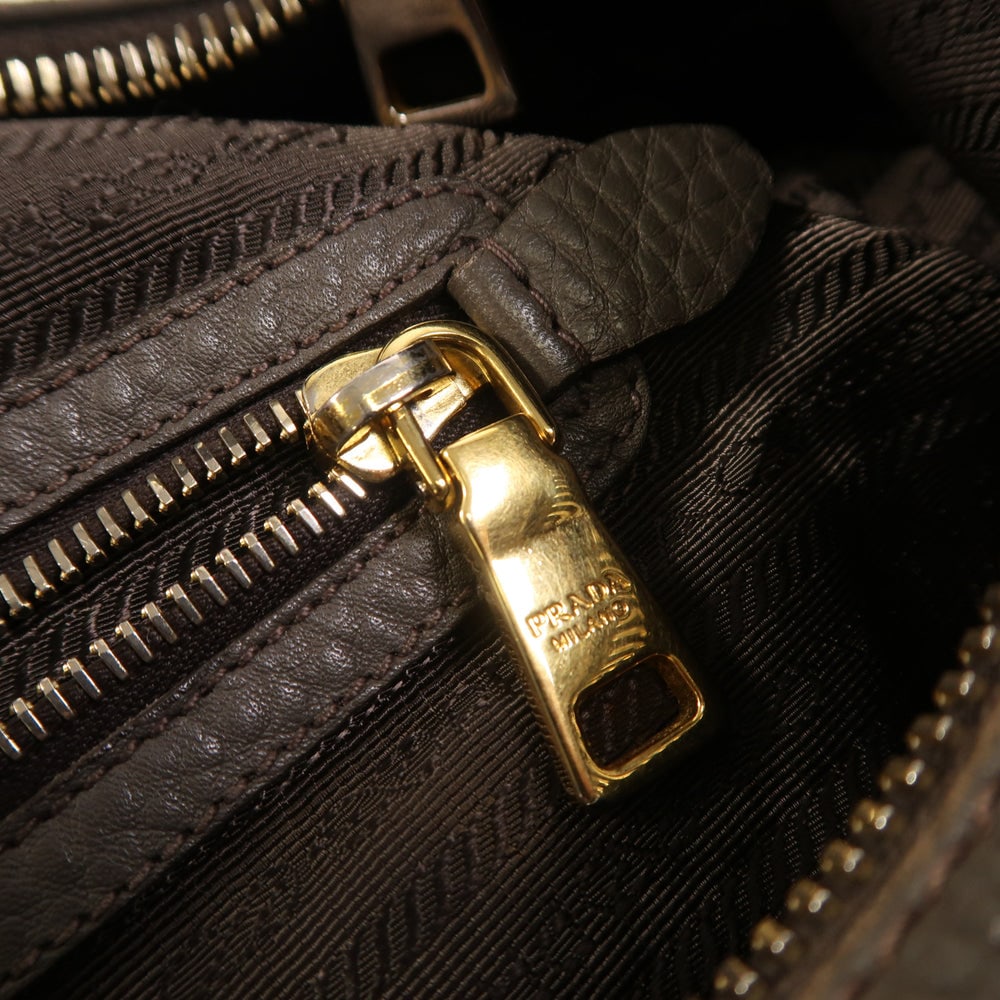 Prada Gray Leather Shoulder Bag - 16