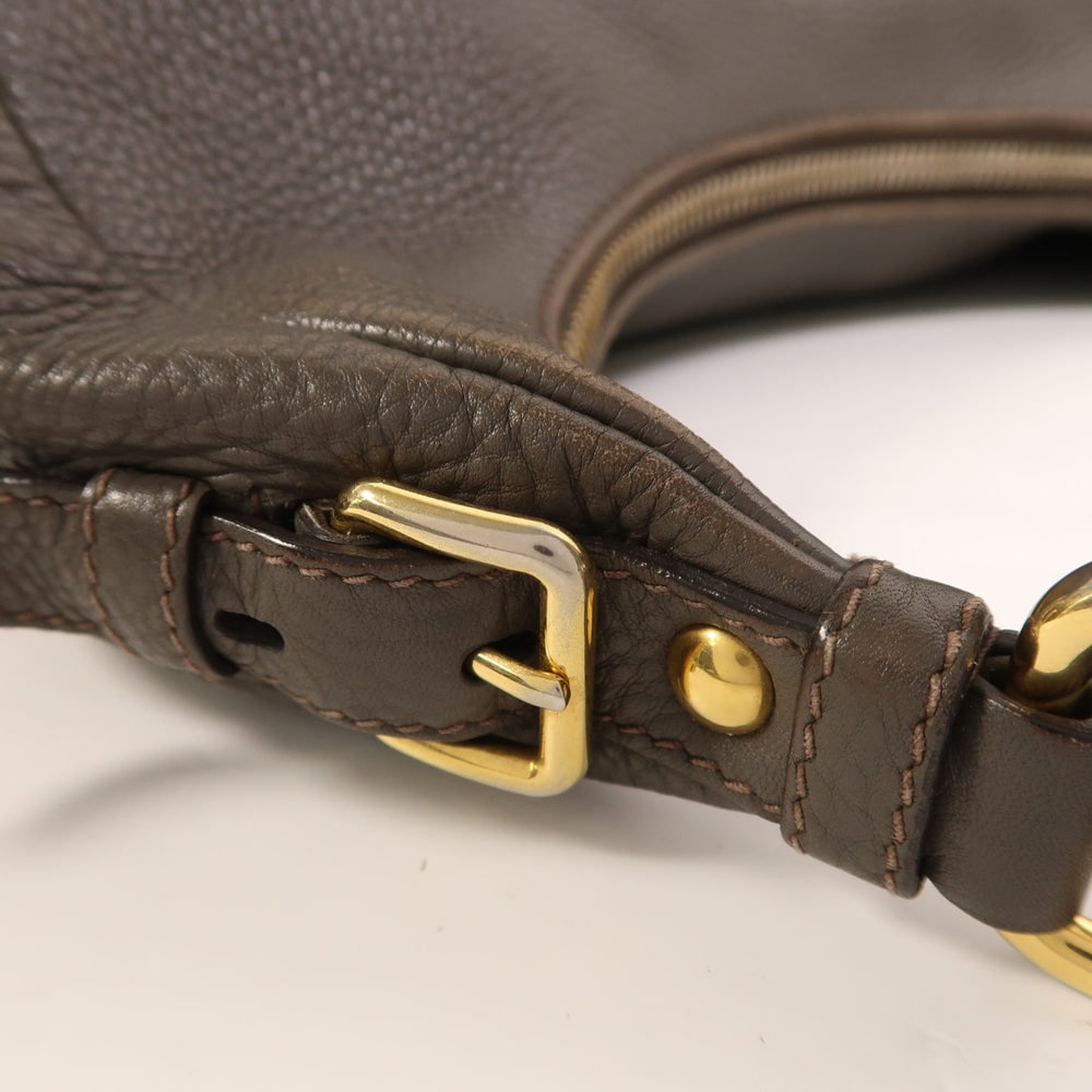 Prada Gray Leather Shoulder Bag - 17