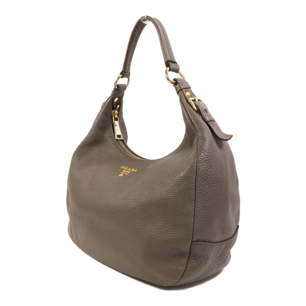 Prada Gray Leather Shoulder Bag - 3