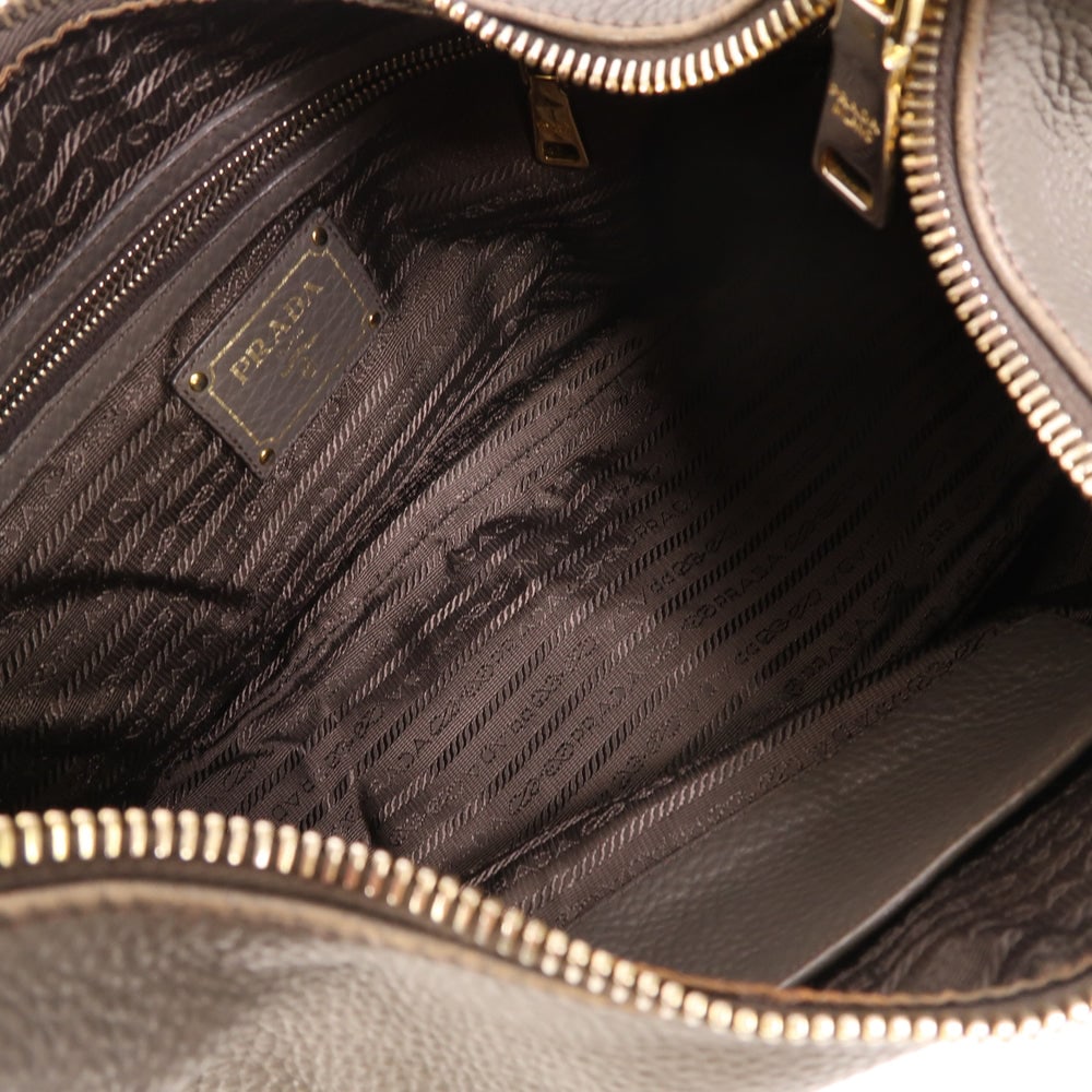 Prada Gray Leather Shoulder Bag - 5