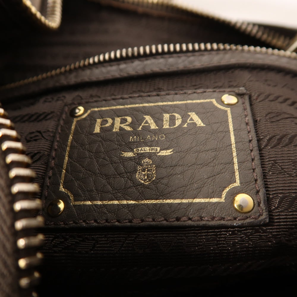 Prada Gray Leather Shoulder Bag - 6