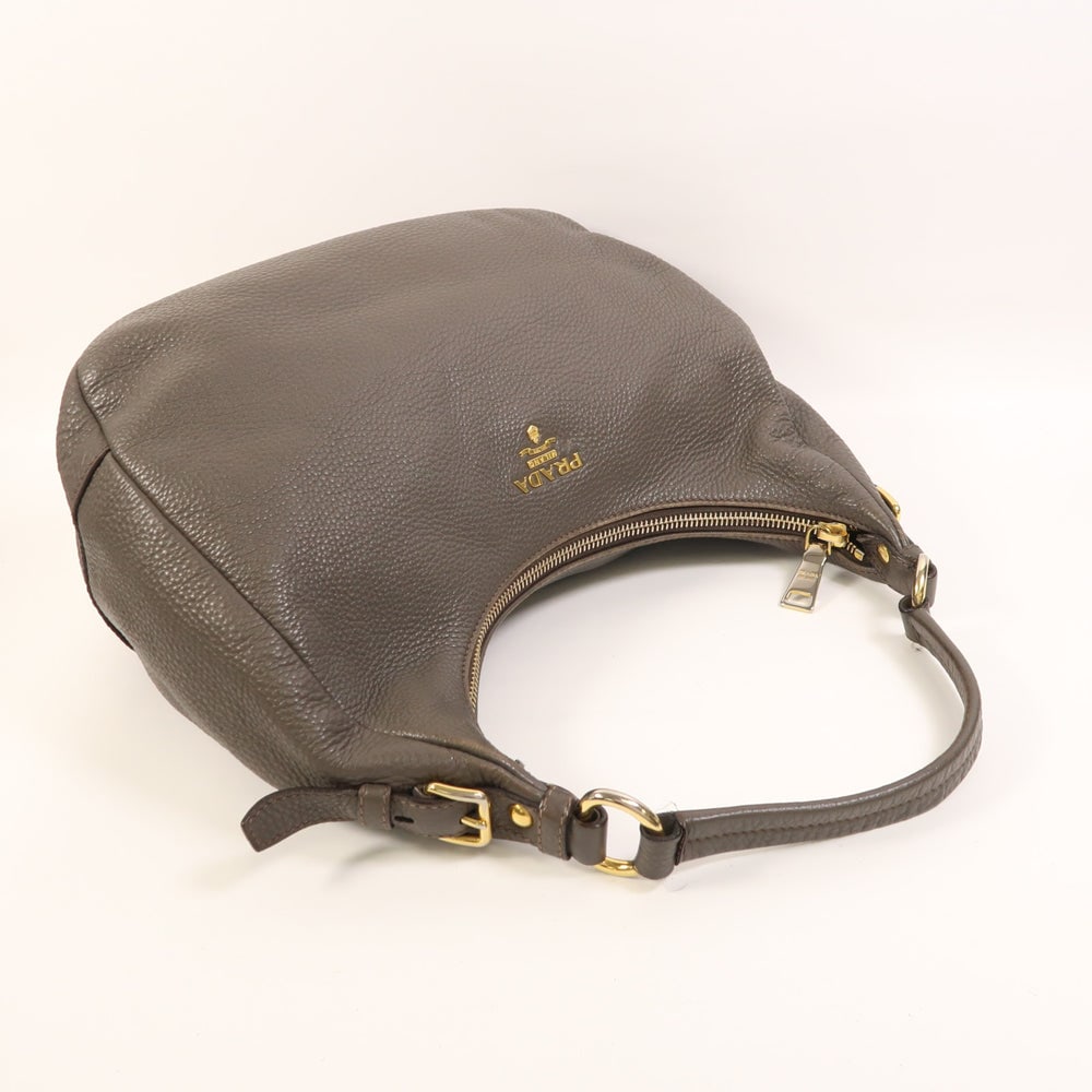 Prada Gray Leather Shoulder Bag - 8