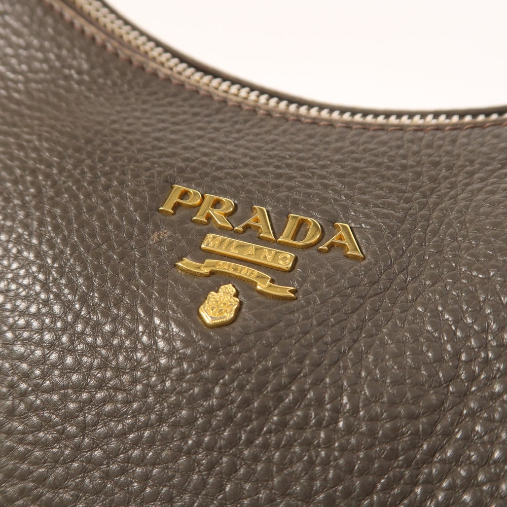 Prada Gray Leather Shoulder Bag - 9