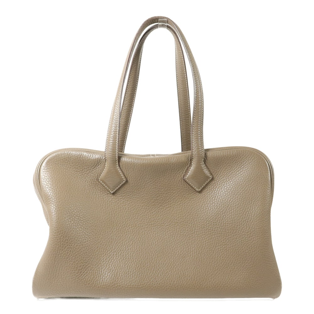 Hermes Victoria 35 Tote: Etoupe Togo leather tote bag.