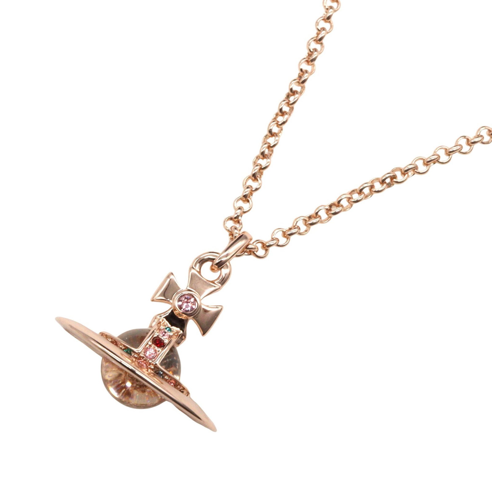 Vivienne Brass Pink Gold Necklace: Necklace in brass with pink gold tone.