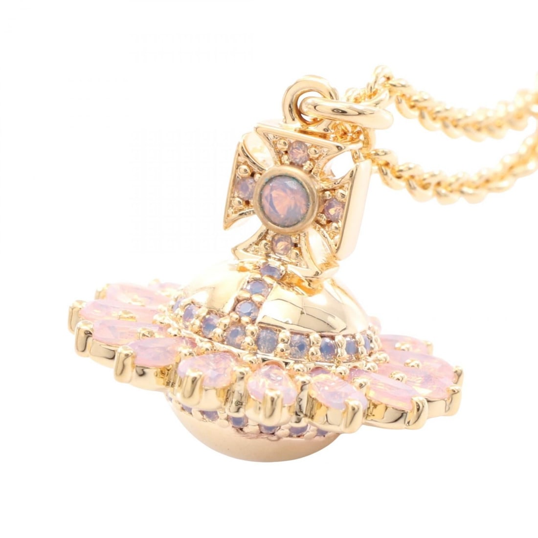 Vivienne Jordana Gold Pink: JORDANA necklace in gold plated finish with pink rhinestones.