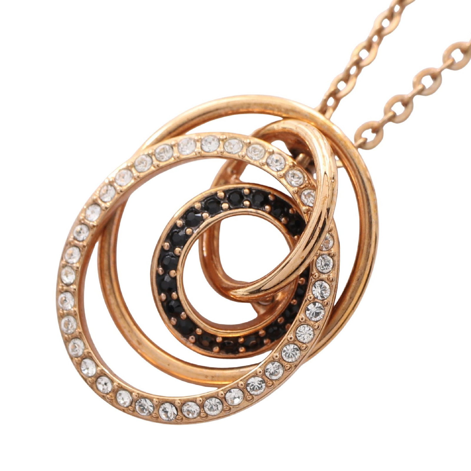 Swarovski Greeting Ring Necklace: Swarovski Greeting Ring Pendant necklace in GP with rhinestone, gold/black/clear. Listed price 5,455.00. Real and authenticated.
