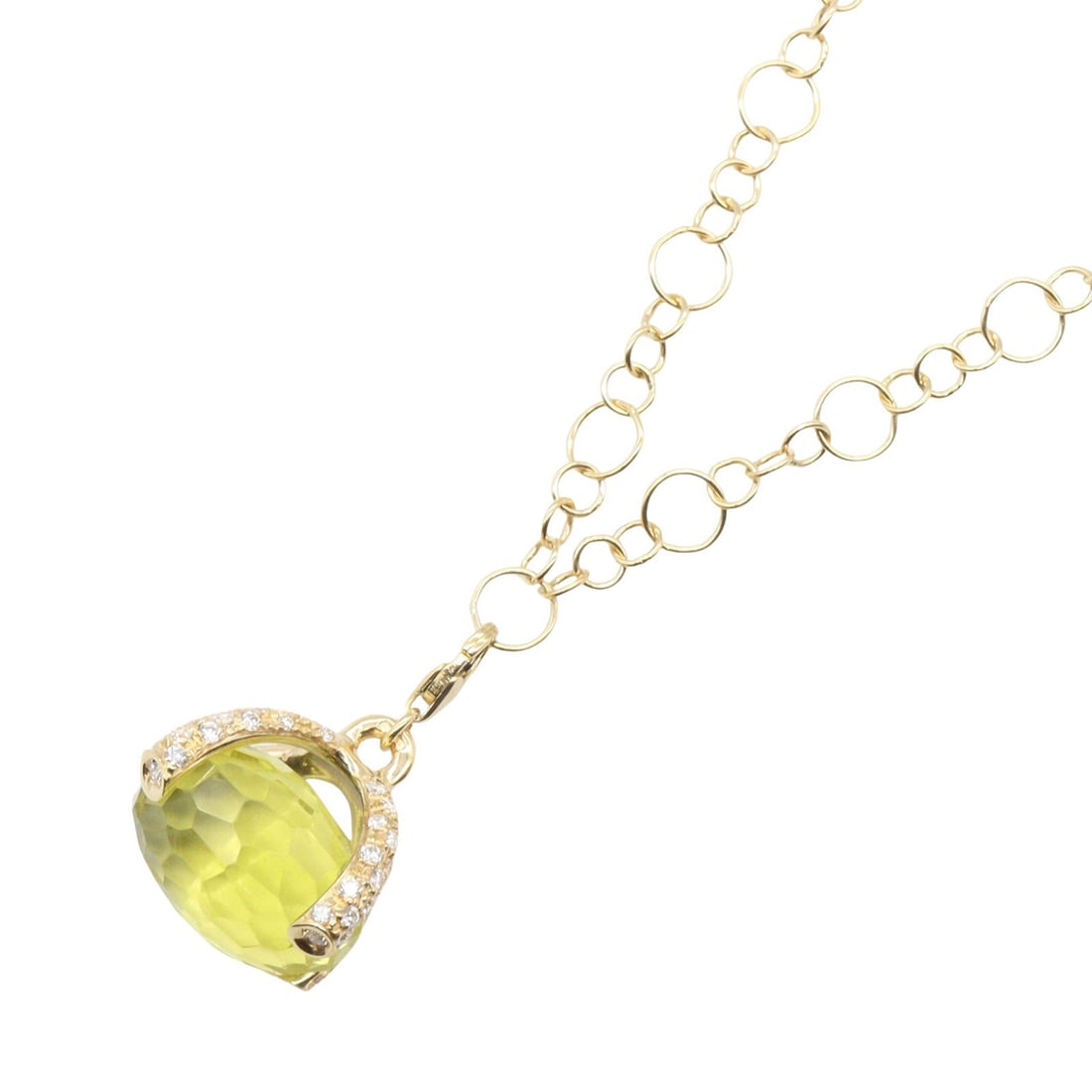 K18YG Diamond Stone Necklace: No Brand Jewelry diamond necklace in K18YG yellow gold with colored stones, clear/yellow. Listed price 272,728.00. Real and authenticated.