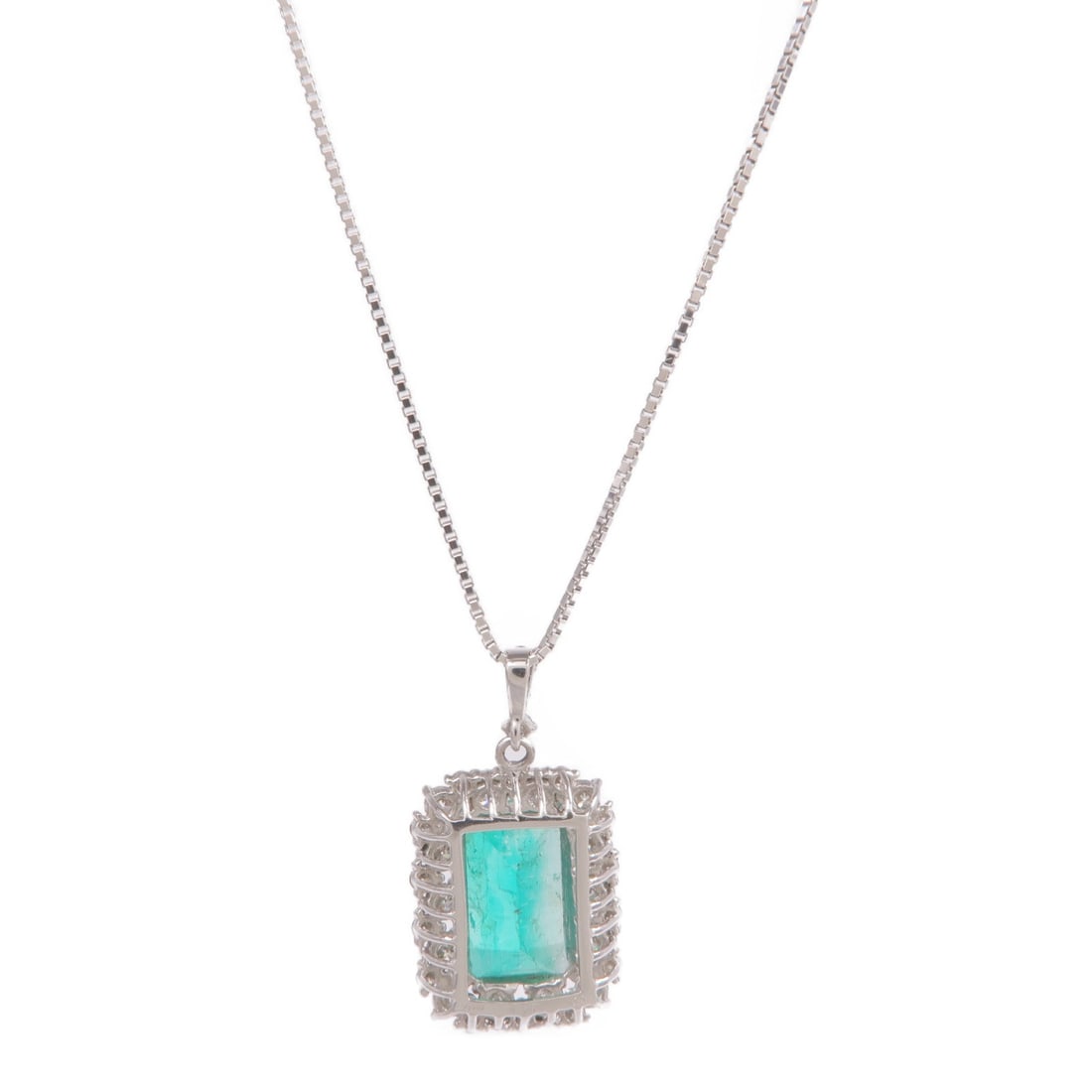 Emerald Diamond Necklace Platinum - 2