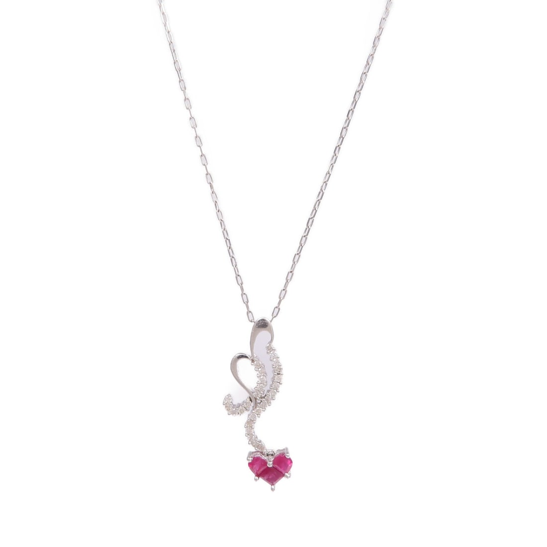 Ruby Diamond Necklace 18K White Gold: Ruby and diamond necklace in 18K white gold.