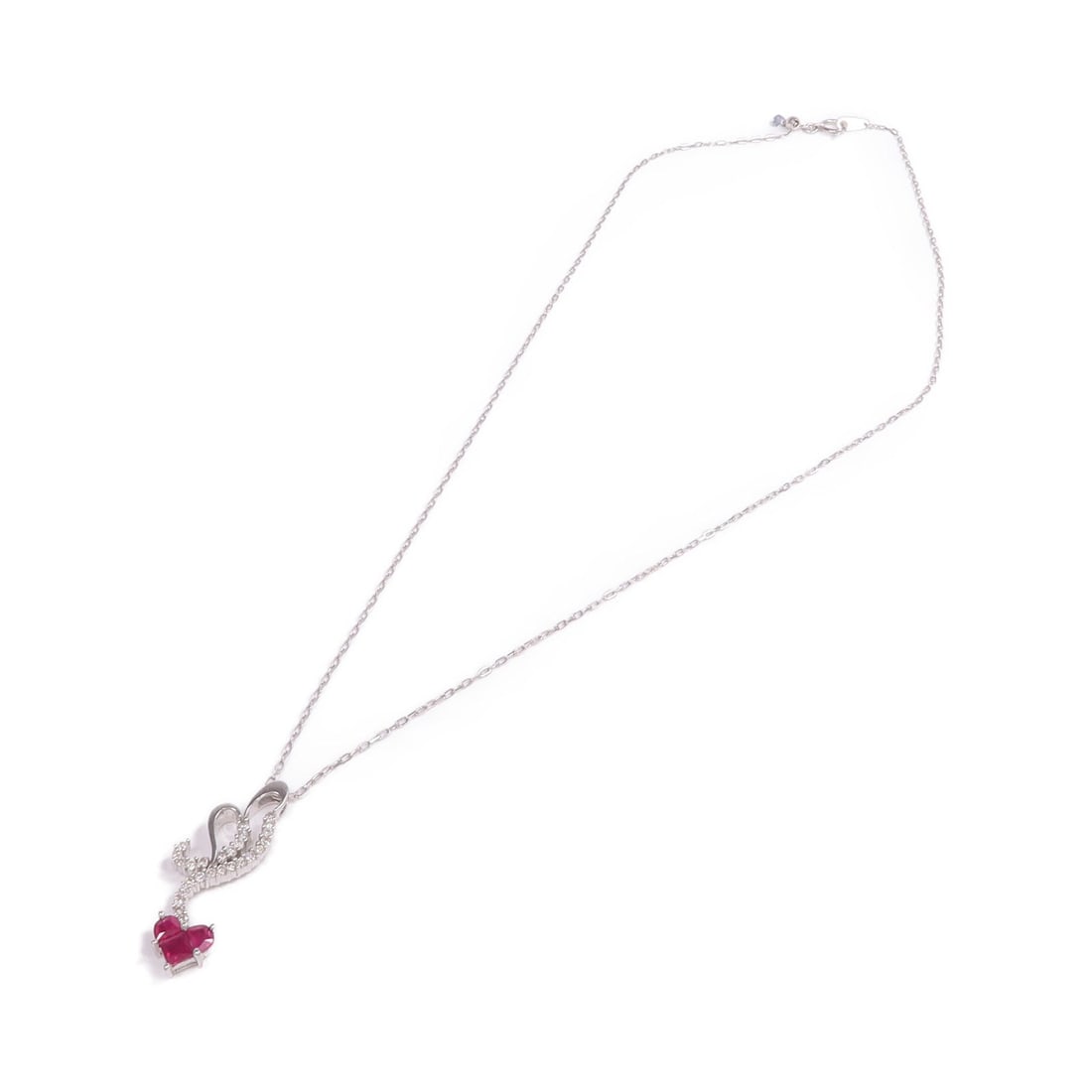 Ruby Diamond Necklace 18K White Gold - 4