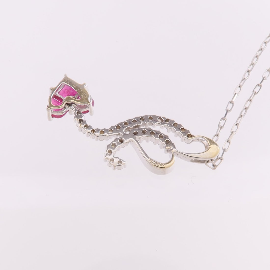 Ruby Diamond Necklace 18K White Gold - 7