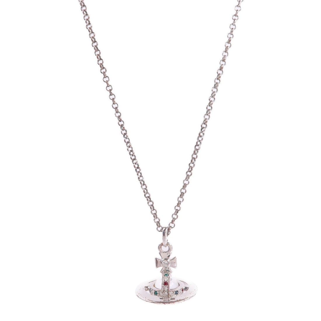 Vivienne Westwood Silver Necklace: Metal necklace in silver tone with transparent detail.