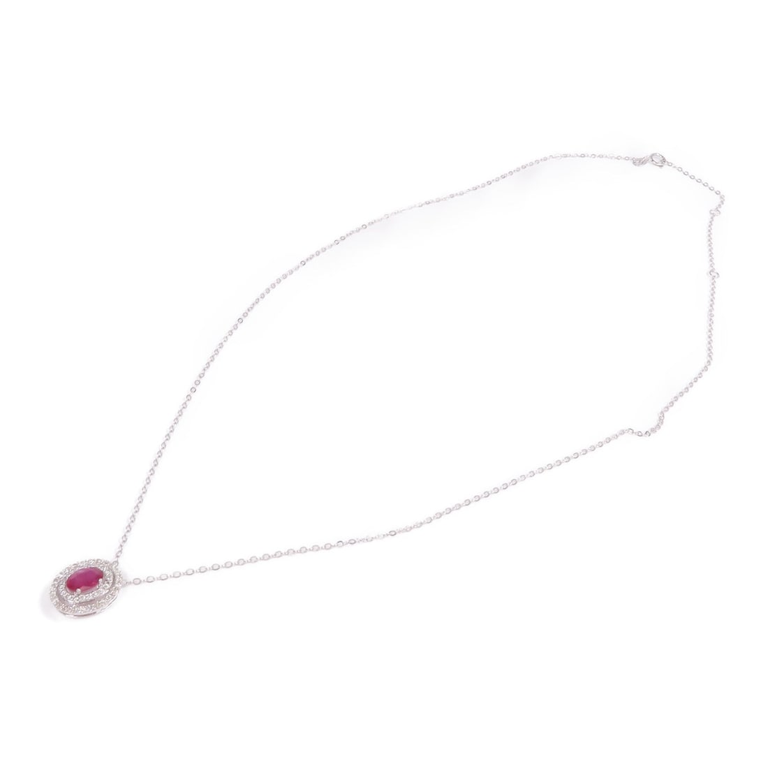 Ruby Diamond Necklace 18K White Gold - 4