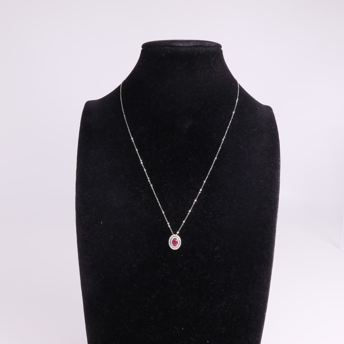 Ruby Diamond Necklace 18K White Gold - 8