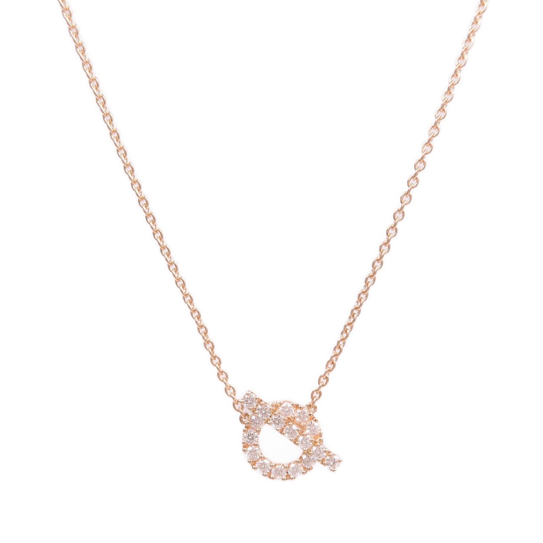 Hermes Finesse Diamond Necklace PG: Finesse Pendant necklace in 18K pink gold with diamond.