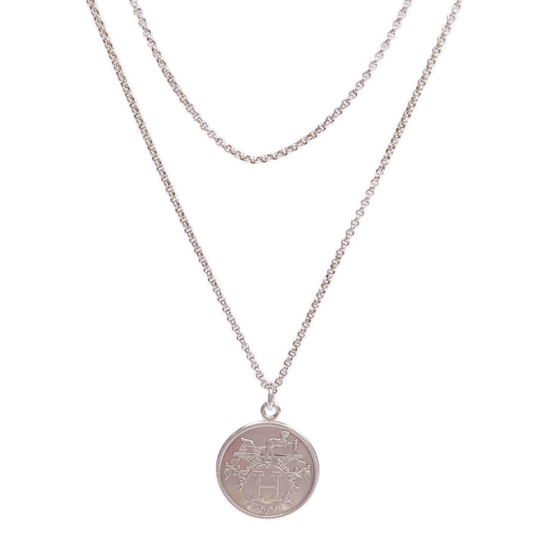 Hermes Ex Libris MM Necklace: Ex Libris MM necklace in 925 sterling silver and 18K pink gold.