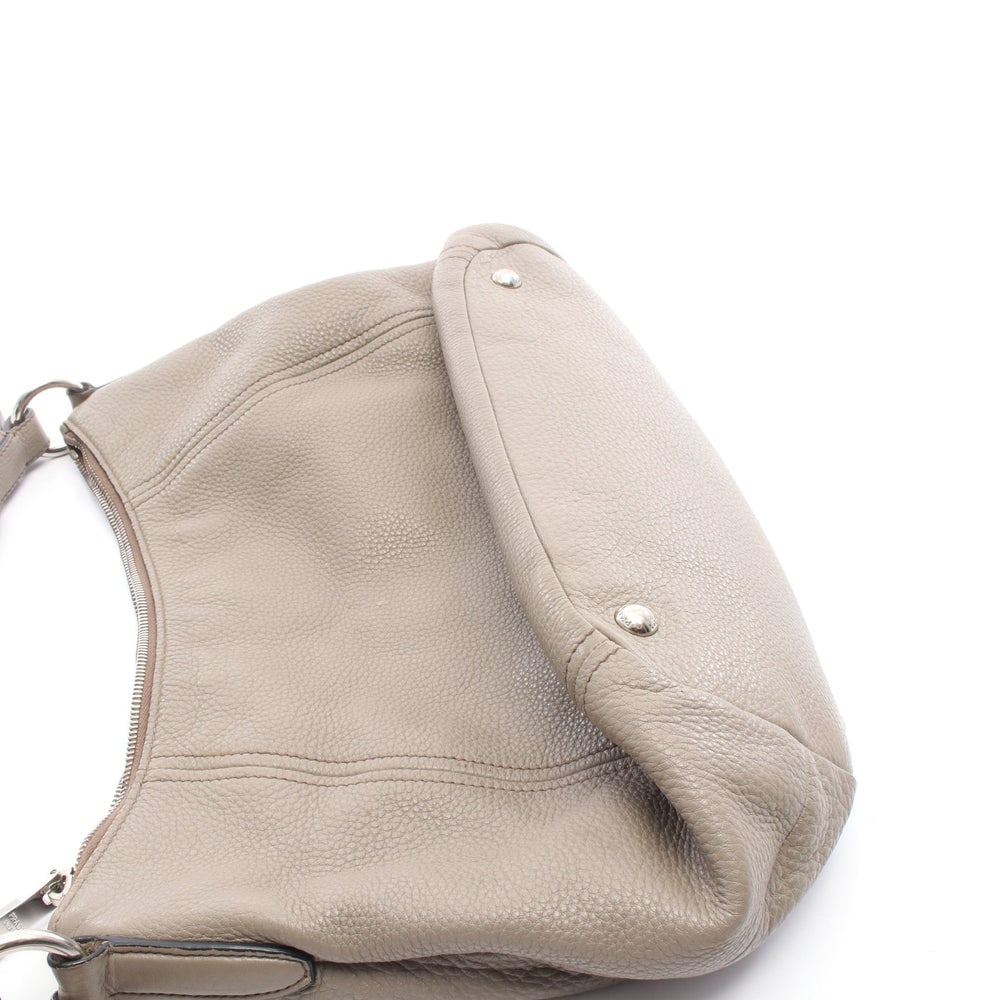 Prada Leather One Shoulder Bag Gray Beige - 10
