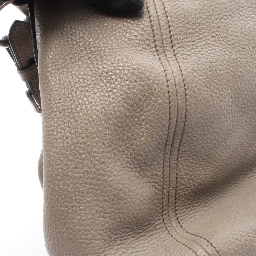 Prada Leather One Shoulder Bag Gray Beige - 12