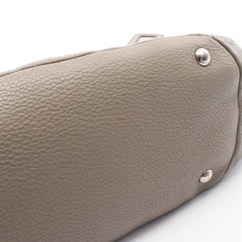 Prada Leather One Shoulder Bag Gray Beige - 13