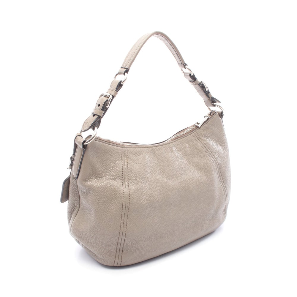 Prada Leather One Shoulder Bag Gray Beige - 2