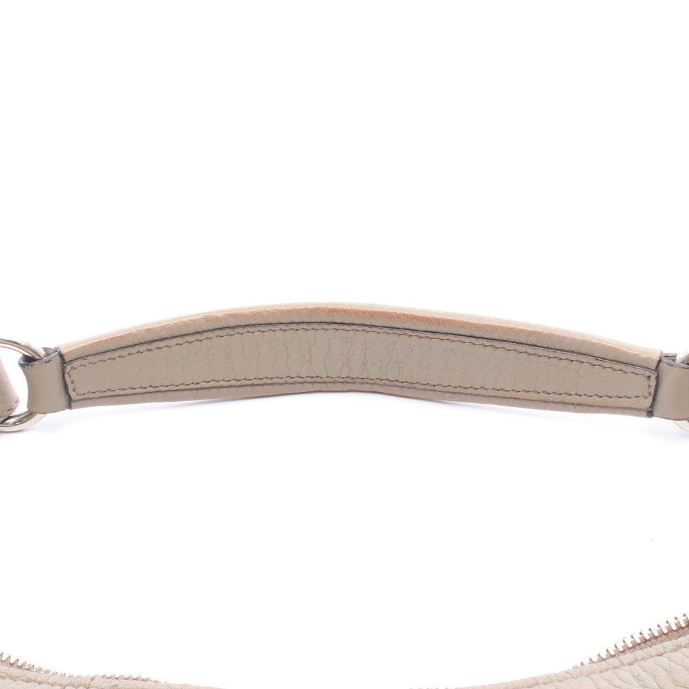 Prada Leather One Shoulder Bag Gray Beige - 5