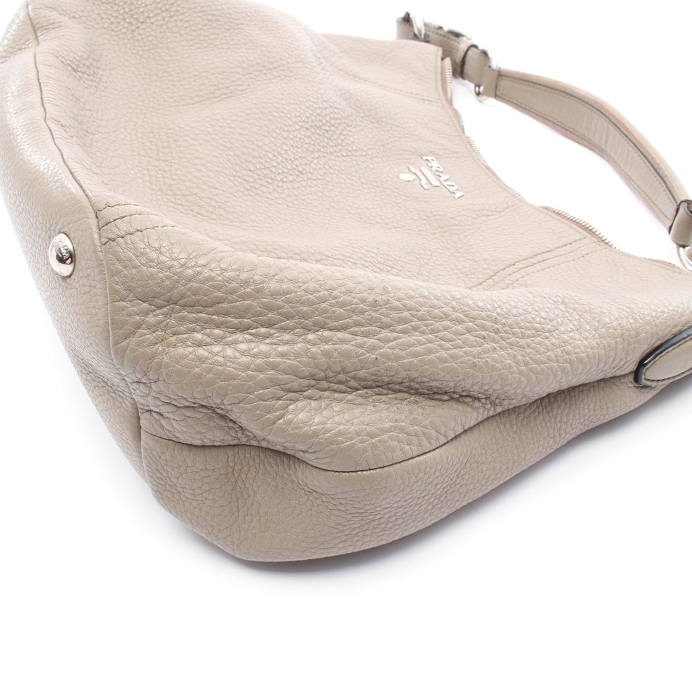 Prada Leather One Shoulder Bag Gray Beige - 6