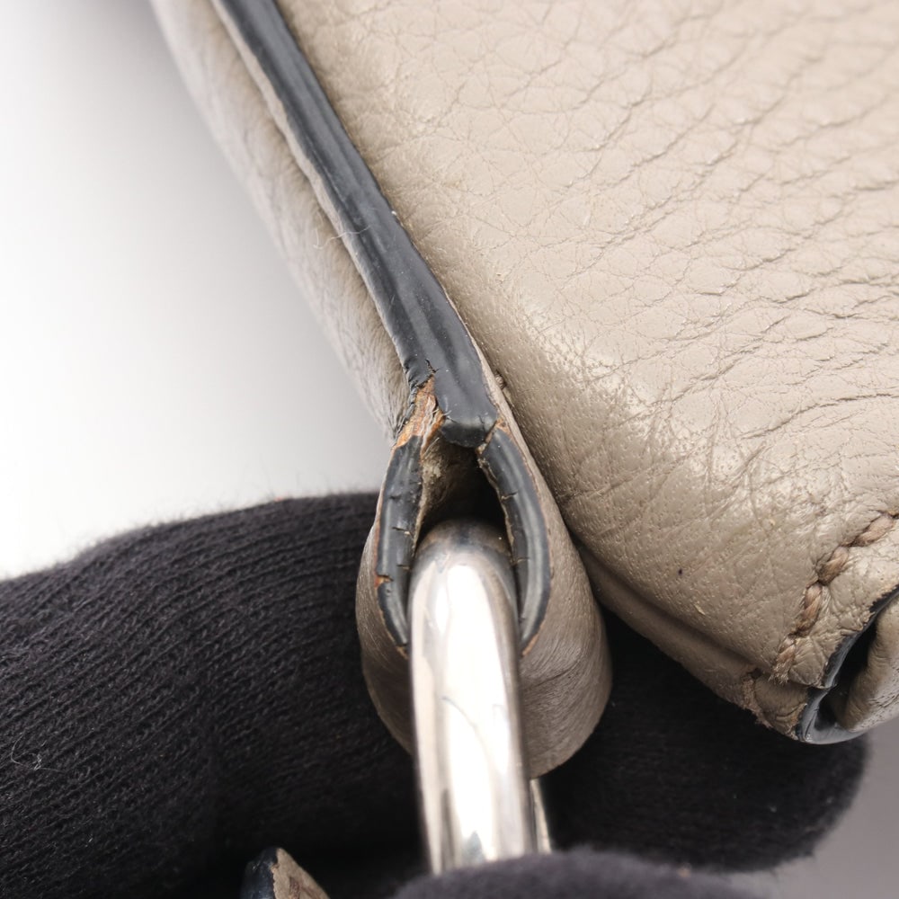 Prada Leather One Shoulder Bag Gray Beige - 8