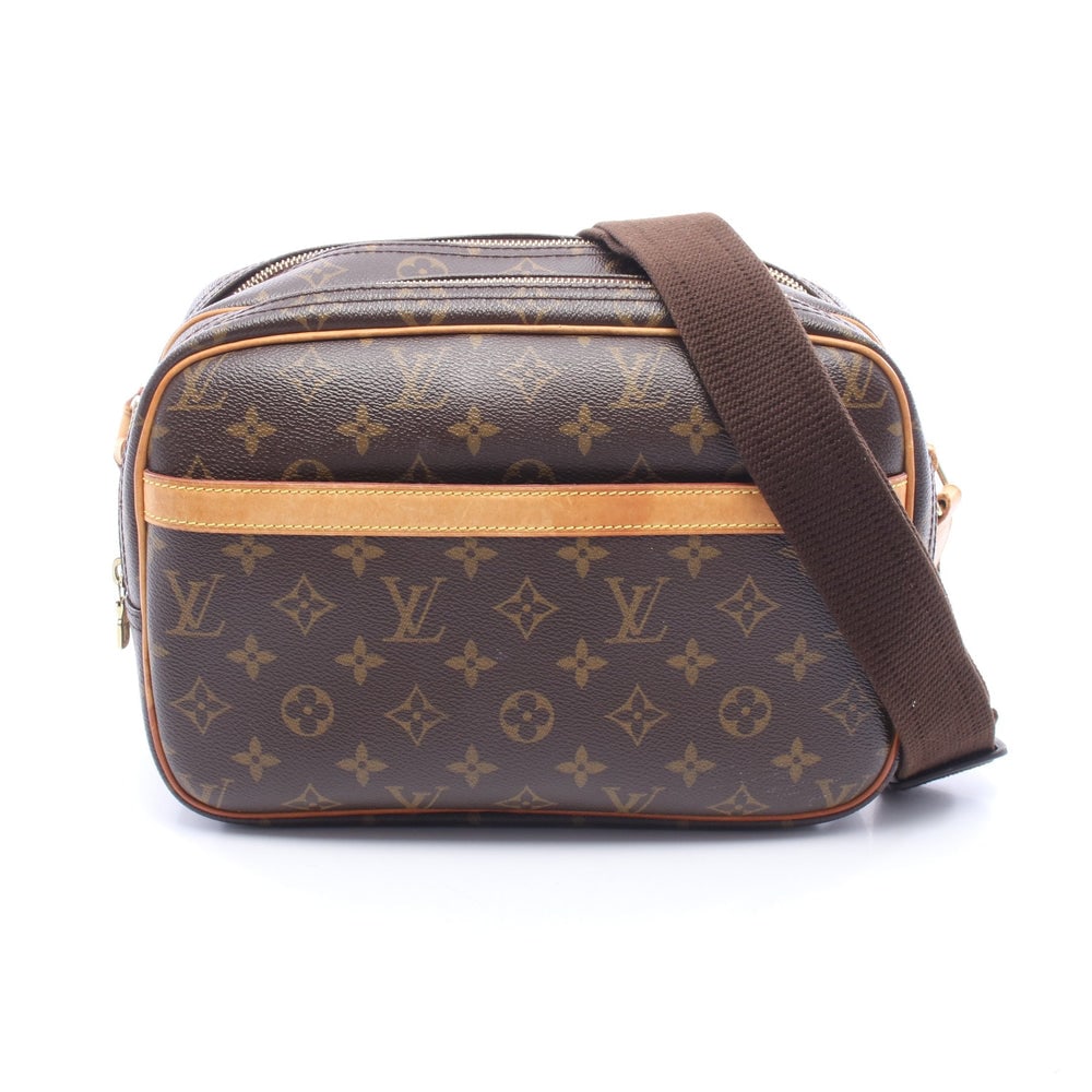 Louis Vuitton Reporter PM Monogram Bag: Authenticated genuine Louis Vuitton Reporter PM shoulder bag in brown Monogram PVC leather, model M45254, product no. SP1024. Approx. H20 x W27 x D5/7 cm with 82-128 cm strap. No accessories listed.