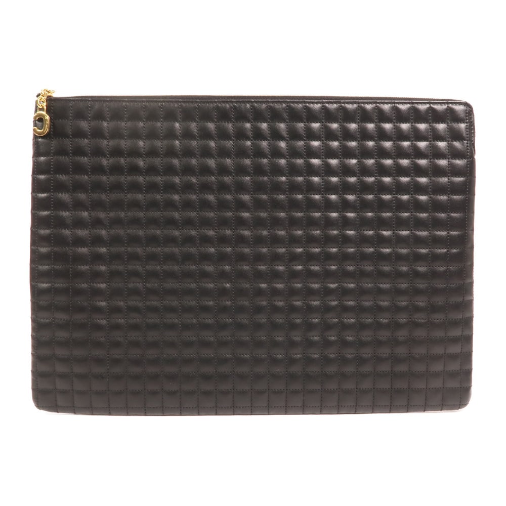 Celine C Charm Clutch Black: Black calfskin C Charm clutch. Includes storage bag. 34 x 25 x 0.5 cm.