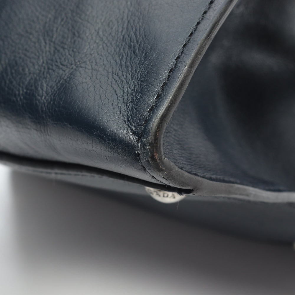 Prada Navy Leather 2WAY Handbag - 8