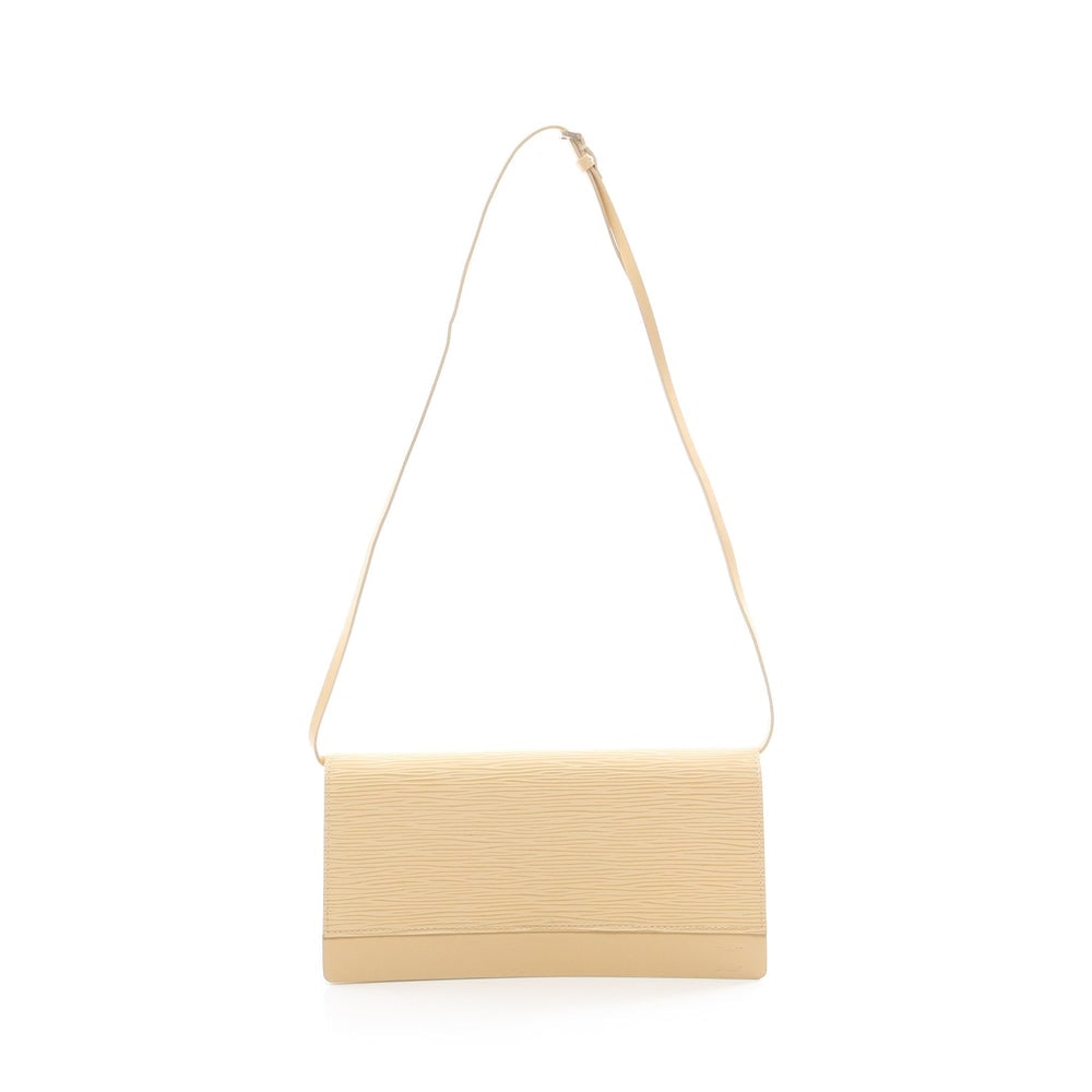 LV Honfleur Epi Vanilla Bag: Authentic and authenticated Louis Vuitton Honfleur Epi Vanilla shoulder bag in ivory leather. Model M5273A, product no. CA0070. Approx. 11H x 21W x 3.5D cm with 57-69 cm strap.