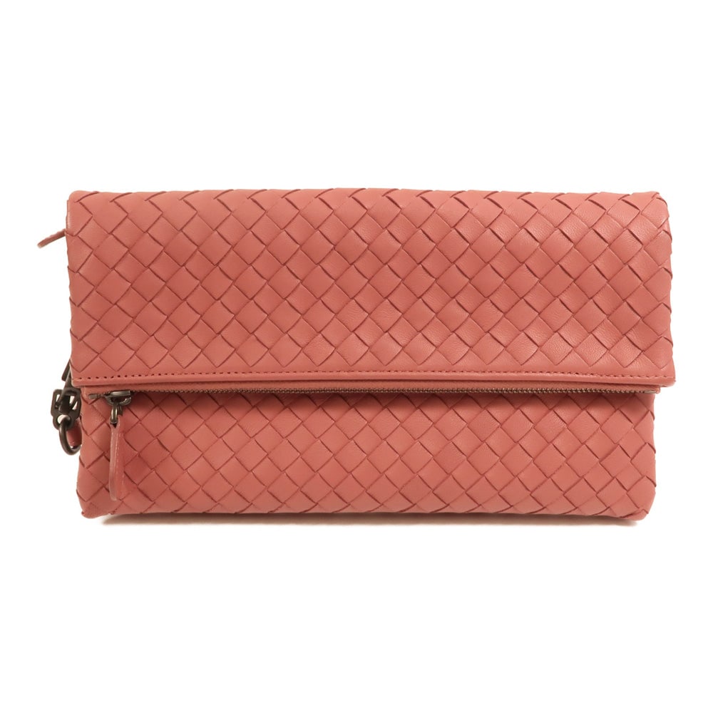 Bottega Dusty Pink Clutch Pouch: Authentic and authenticated Bottega Veneta clutch pouch in dusty pink Intrecciato leather. Product no. B06119177X. Approx. 22.5W x 13H x 2D cm. Includes storage box and storage bags.