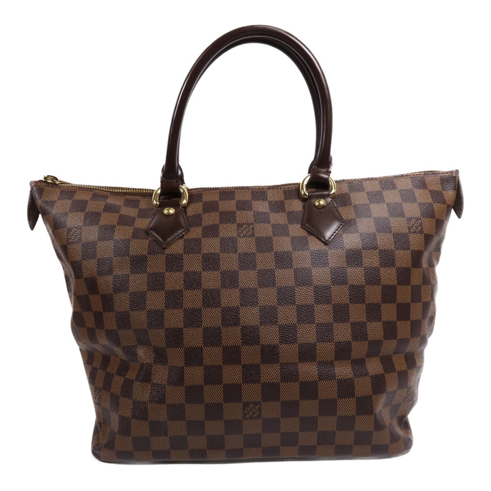 Louis Vuitton Saleya MM Damier Tote: Authenticated genuine Louis Vuitton Saleya MM shoulder tote bag in brown Damier PVC coated canvas with gold-tone hardware. Product no. FL0036. Approx. W31 x H27 x D18.5 cm with 51 cm handle.