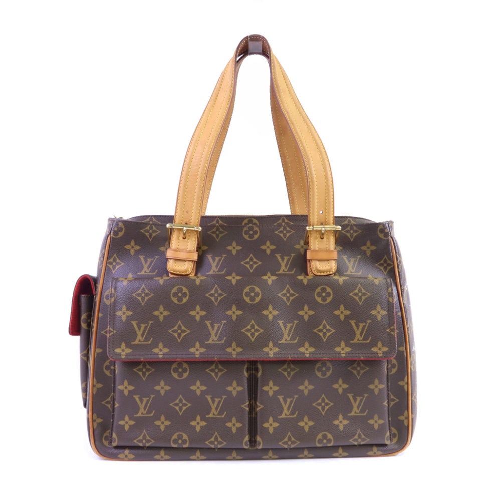 Louis Vuitton Multiple Cite Monogram: Authenticated genuine Louis Vuitton Multiple Cite handbag in brown Monogram PVC coated canvas with gold-tone hardware. Product no. MB0034. Approx. W37 x H27 x D11 cm with 53-46.5 cm handle.