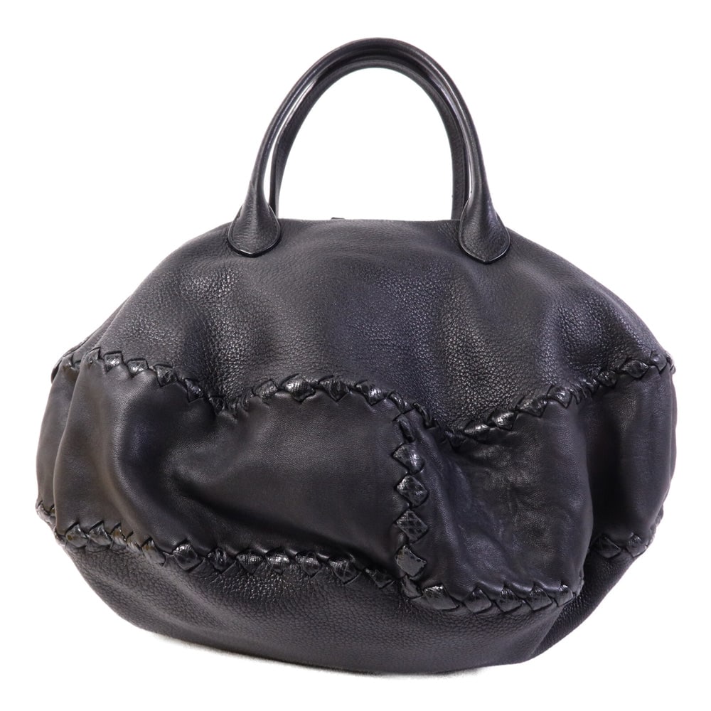 Bottega Veneta Cushion Hand Bag: Authenticated genuine Bottega Veneta Cushion hand bag in black calfskin leather with silver-tone hardware. Product no. V174Q-1000. Approx. W43 x H29 x D40 cm with 33 cm handle.