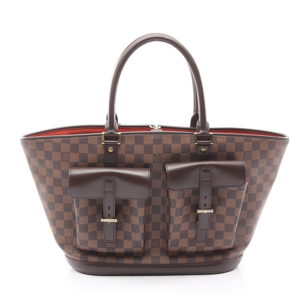 Louis Vuitton Manosque GM Damier: Authenticated genuine Louis Vuitton Manosque GM handbag in brown Damier Ebene PVC leather, model N51120, product no. BA0064. Approx. H28 x W50 top/33 base x D14 cm with 48 cm handle.