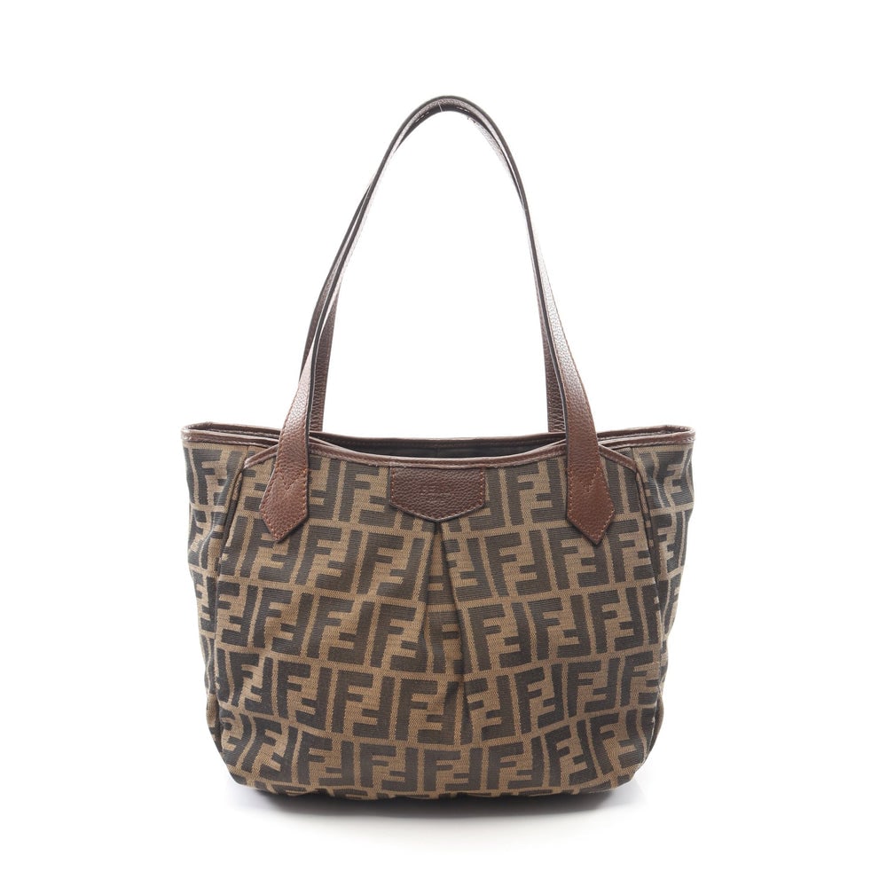Fendi Zucca Canvas Tote Shoulder: Authentic and authenticated Fendi Zucca shoulder tote in brown canvas leather. Model 8BH268. Approx. 22 x 35/28 x 10 cm, strap 54 cm, max drop 23 cm. No accessories.