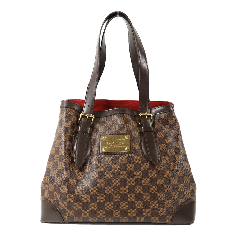 LV Hampstead MM Damier Tote: Authentic and authenticated Louis Vuitton Hampstead MM tote bag in brown Damier PVC coated canvas. Product TH4099. Includes storage bags. Approx. 35 x 28.5 x 17 cm.
