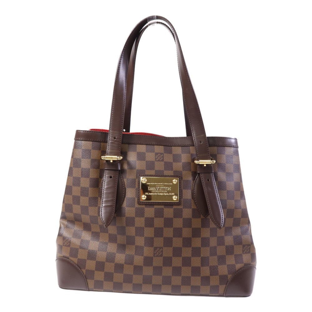 LV Hampstead MM Shoulder Tote: Authentic and authenticated Louis Vuitton Hampstead MM shoulder tote in brown Damier PVC coated canvas. Product CA4007. Approx. 35 x 28.5 x 17 cm with 50-64 cm shoulder straps.