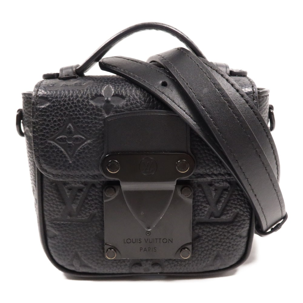 LV Pico S-Lock 2-Way Shoulder Black: Monogram and Taurillon Clemence calfskin 2-way shoulder bag in black. Includes shoulder strap. Approx. 12.5 x 11 x 5 cm; handle 9.5 cm; strap 109-135.5 cm. Product no. FL0231. Authentic and