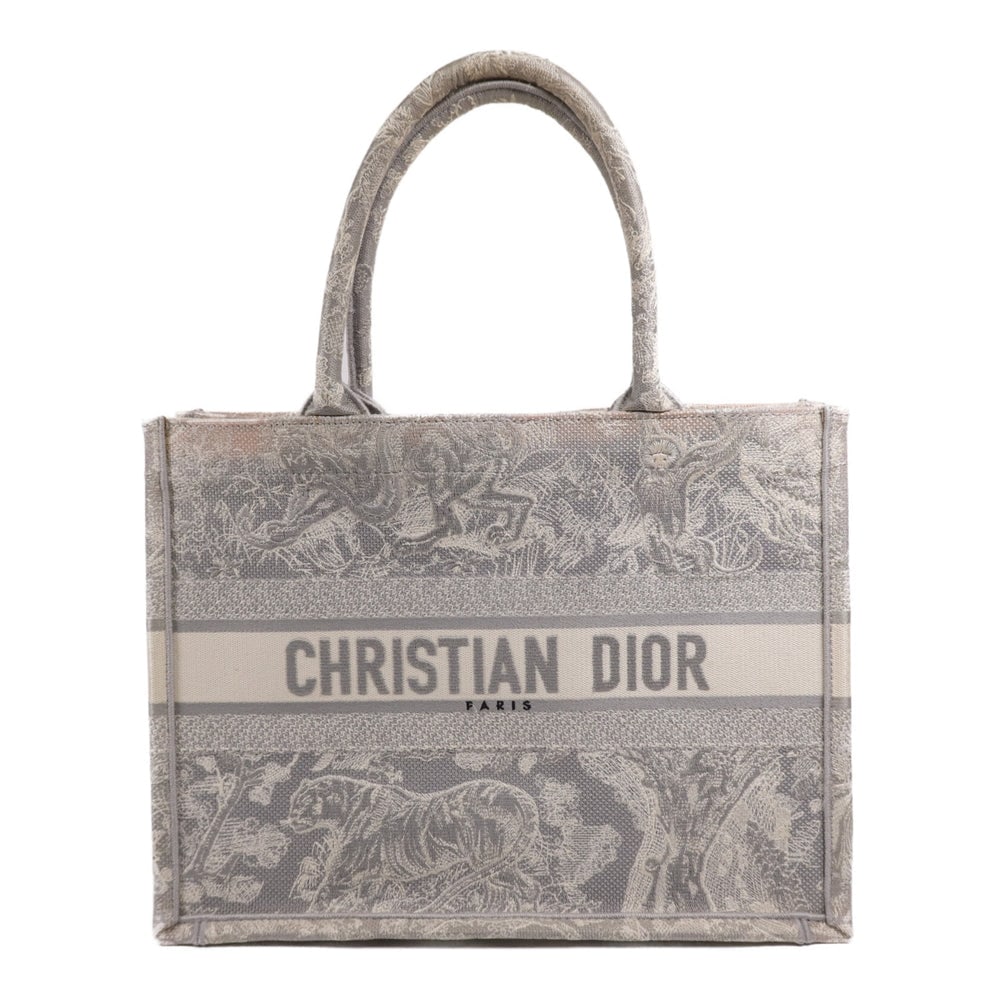 Dior Book Tote Gray: Gray canvas Dior Book Tote with guarantee. Approx. 35.5 x 26.5 x 16 cm; handle 40 cm. Product no. 50-MA-0242. Authentic and authenticated.