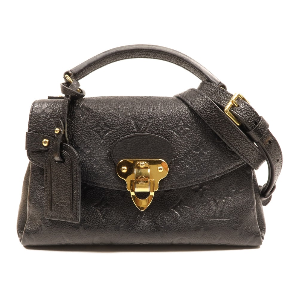Louis Vuitton Georges BB 2 Way: Black monogram empreinte calfskin 2 way shoulder bag with GHW; includes storage bag and padlock; W28 x H18 x D12 cm. Authentic and authenticated.