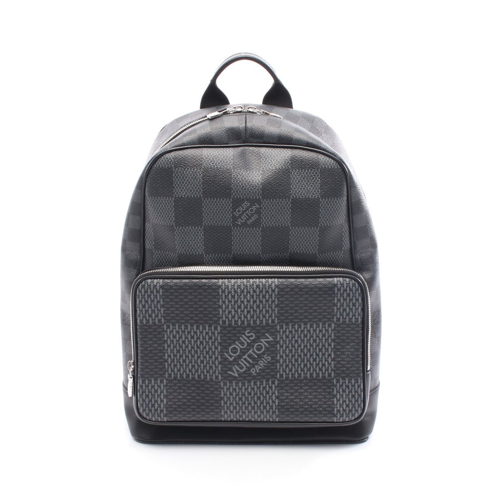 Louis Vuitton Damier Graphite Backpack: Black and gray Damier Graphite PVC and leather backpack; H37 x W23/30 x D13 cm; handle 24 cm. Authentic and authenticated.