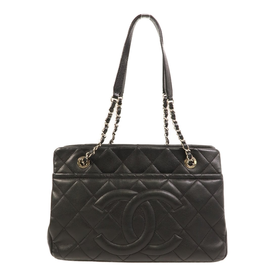 Chanel Chain Shoulder Bag Black: Black lambskin chain shoulder bag.