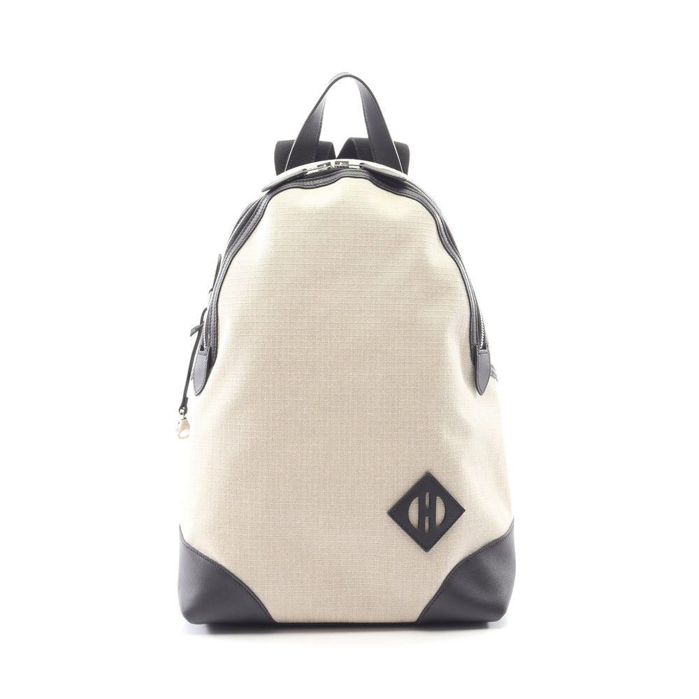 Hermes Allback Backpack: Beige and black toile bivaque backpack.