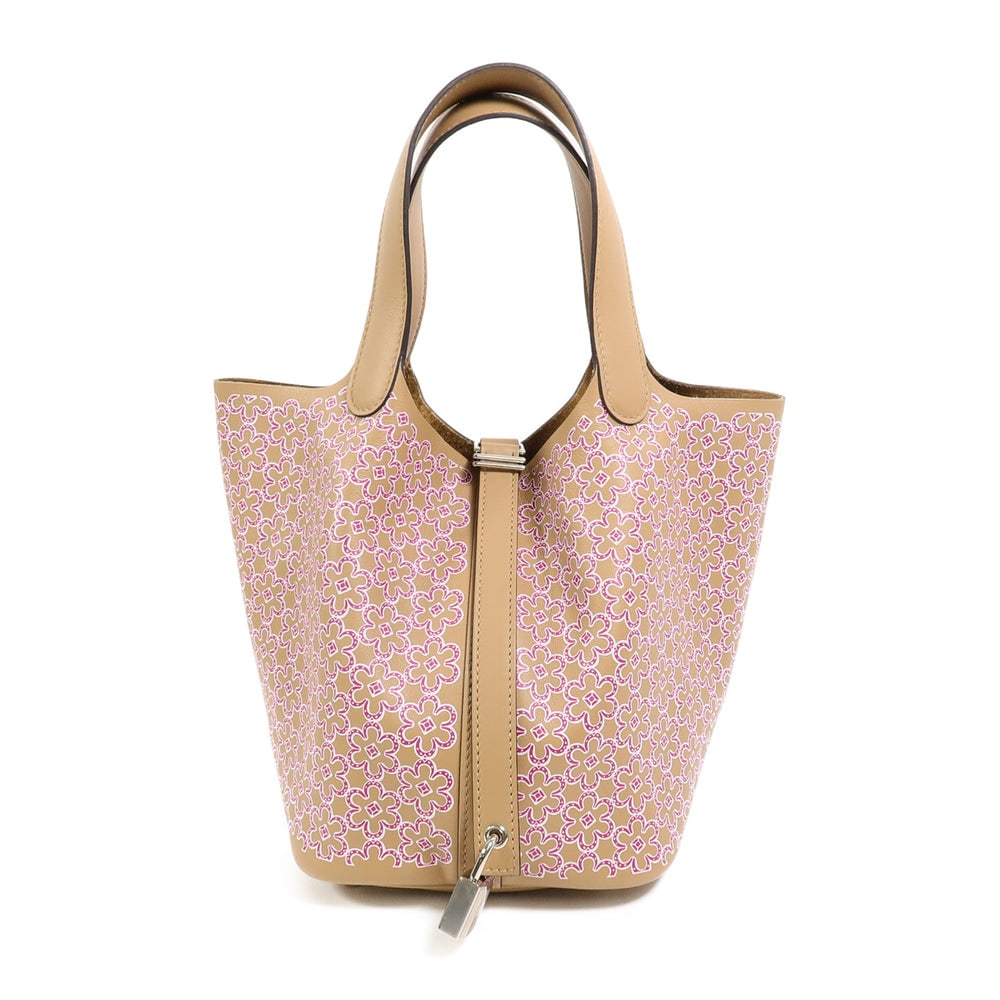 Hermes Picotin 18 Luck Daisy Chai: Chai Swift leather tote bag with palladium-tone hardware.