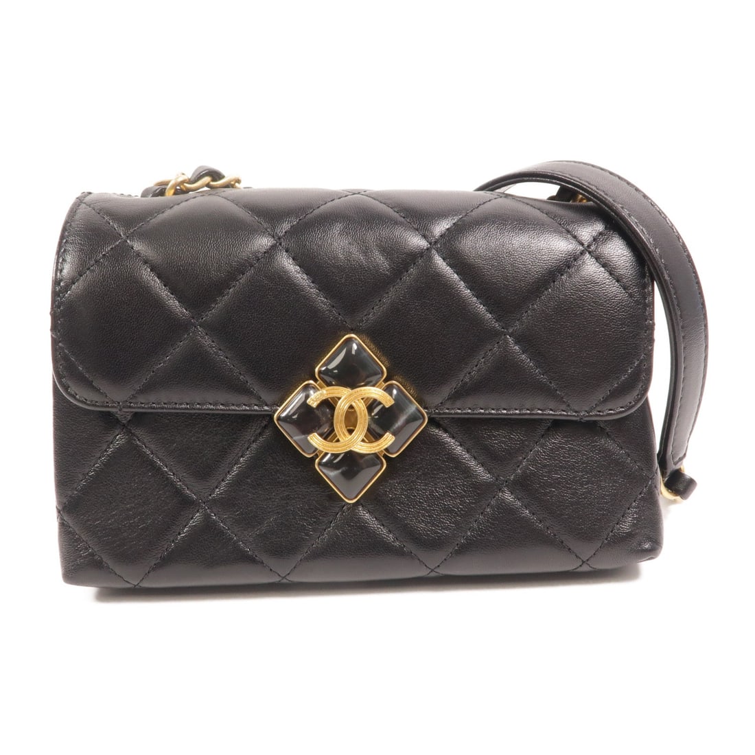 Chanel Chain Shoulder Bag Black: Black calfskin chain shoulder bag with gold-tone hardware.